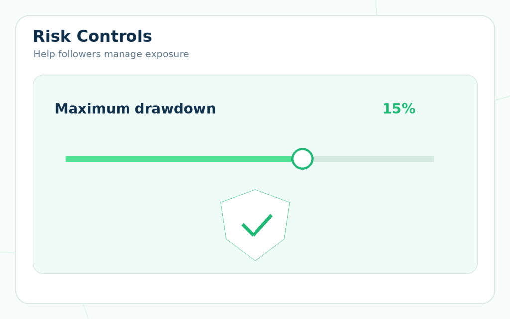 Copy trading follower risk management settings